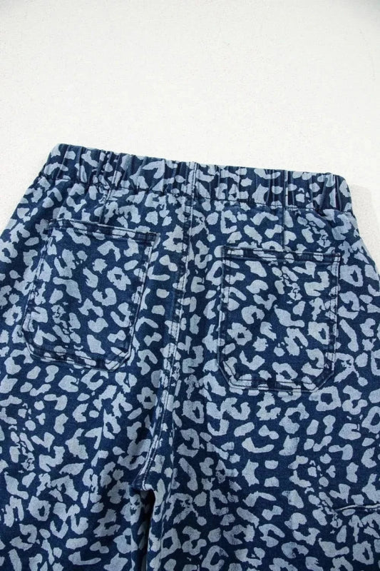 Leopard Print Wide Leg Jeans - ShalayeFashion