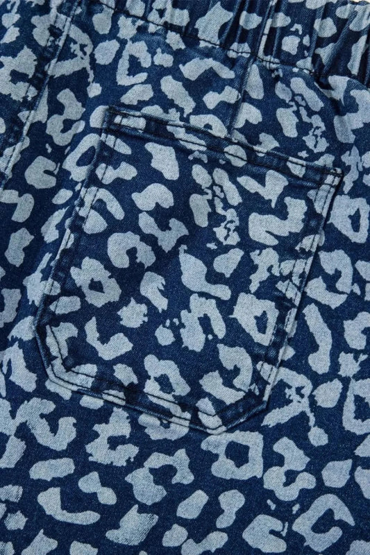 Leopard Print Wide Leg Jeans - ShalayeFashion