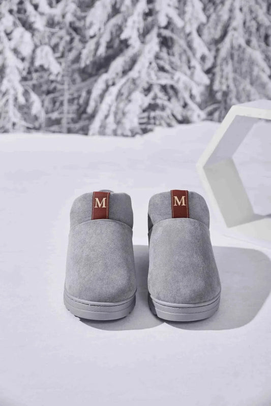 Letter M Suede Round Toe Slippers - ShalayeFashion