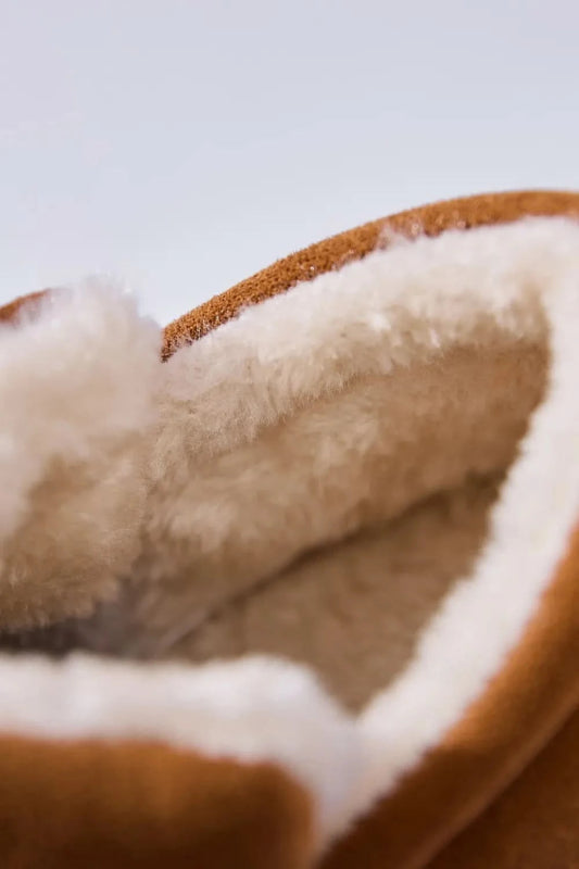 Letter M Suede Round Toe Slippers - ShalayeFashion