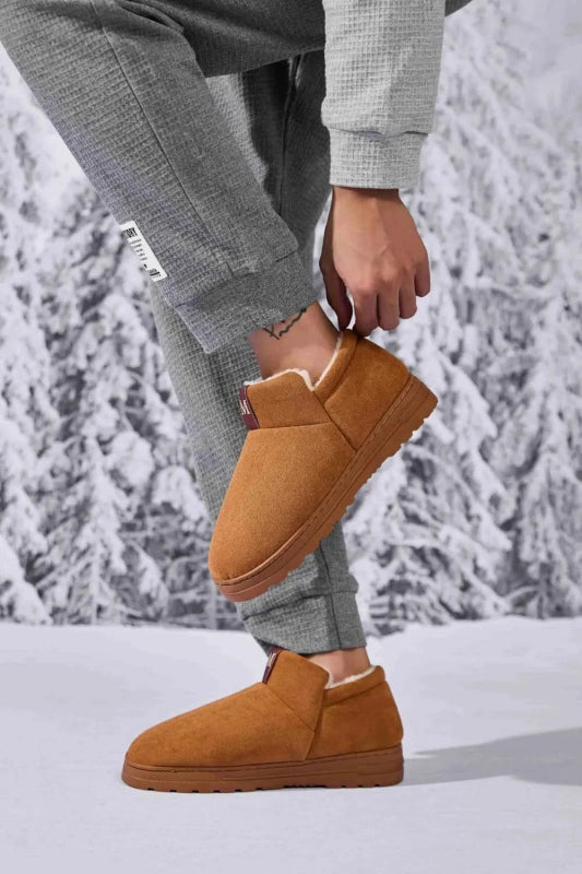 Letter M Suede Round Toe Slippers - ShalayeFashion