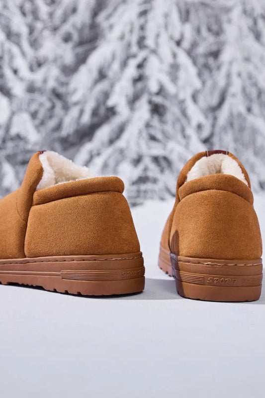 Letter M Suede Round Toe Slippers - ShalayeFashion