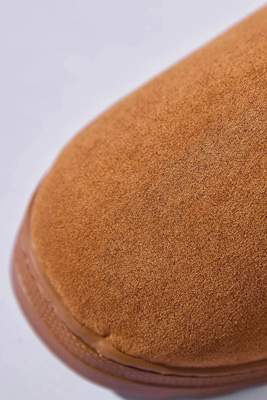 Letter M Suede Round Toe Slippers - ShalayeFashion