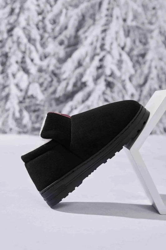 Letter M Suede Round Toe Slippers - ShalayeFashion