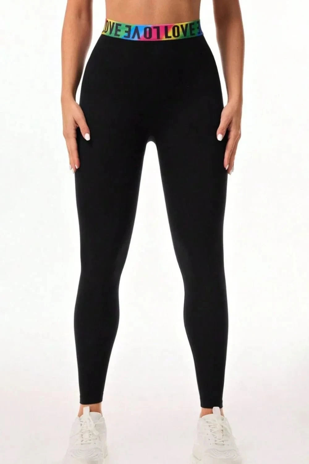 Letter Printed High Waist Active Leggings - ShalayeFashion