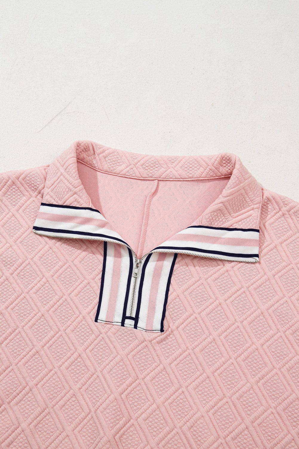 Light Pink Striped Collar Patch Blouse - ShalayeFashion