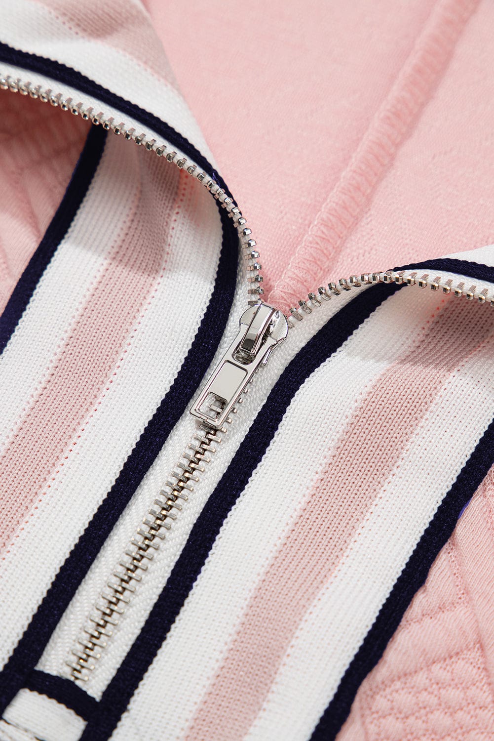 Light Pink Striped Collar Patch Blouse - ShalayeFashion