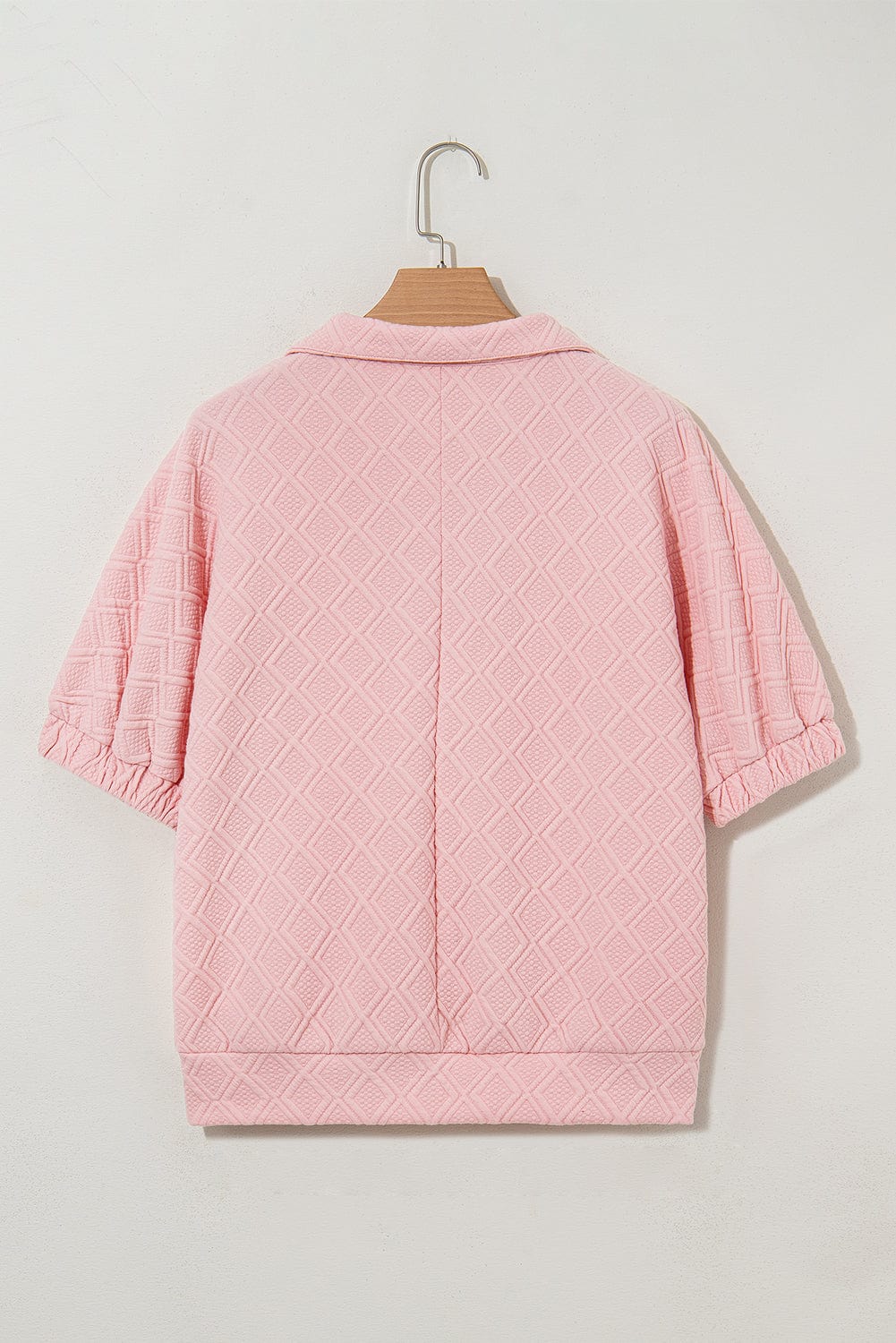 Light Pink Striped Collar Patch Blouse - ShalayeFashion