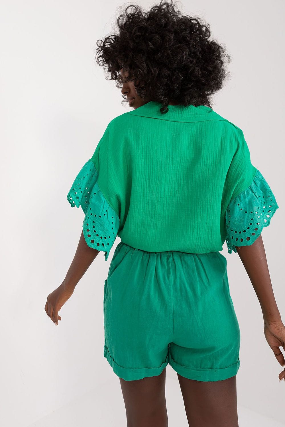 Linen Cotton Shorts High Rise Buckled - ShalayeFashion
