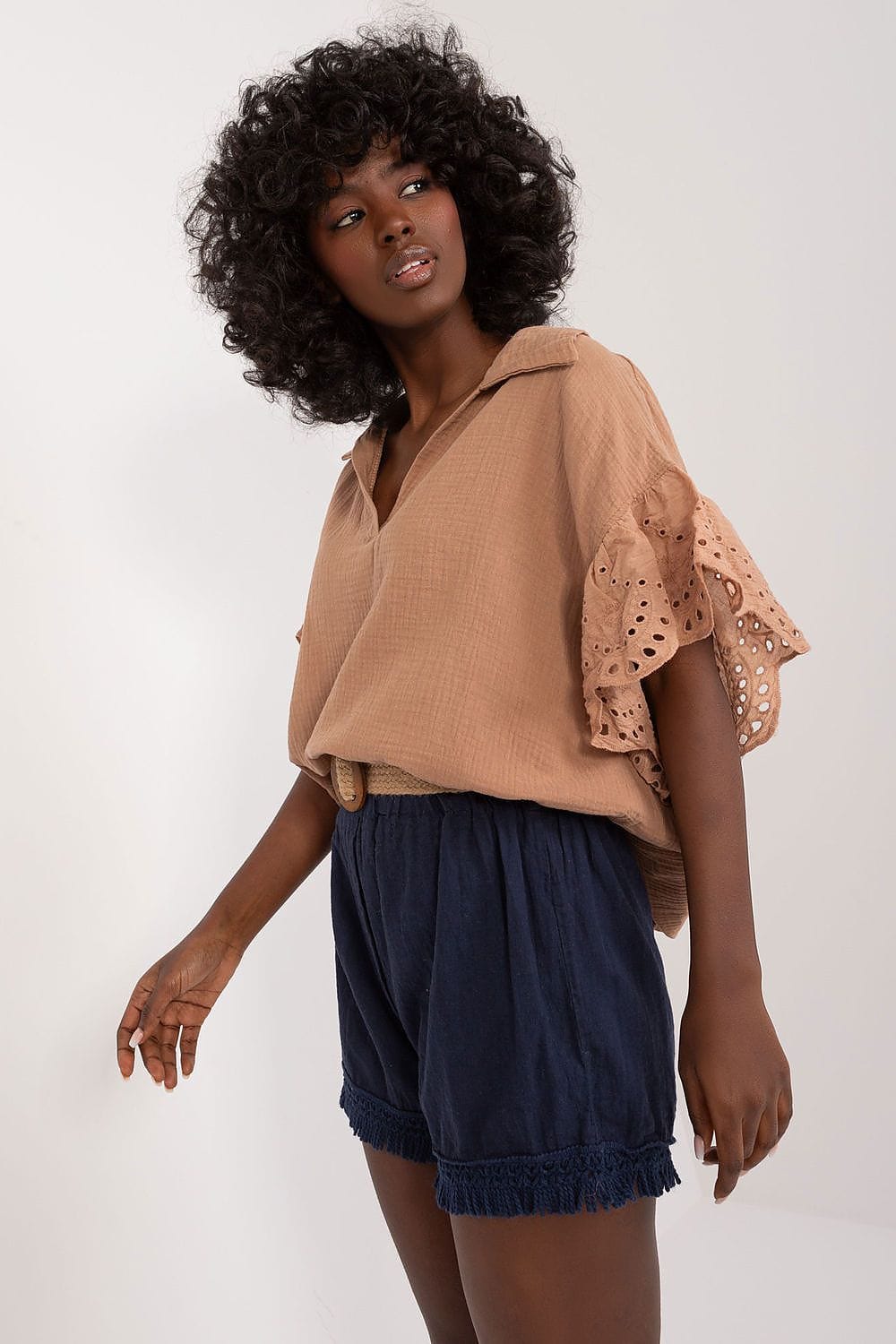 Linen Cotton Shorts Tassels Wide Legs - ShalayeFashion