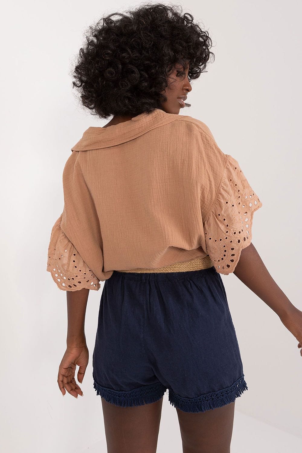Linen Cotton Shorts Tassels Wide Legs - ShalayeFashion
