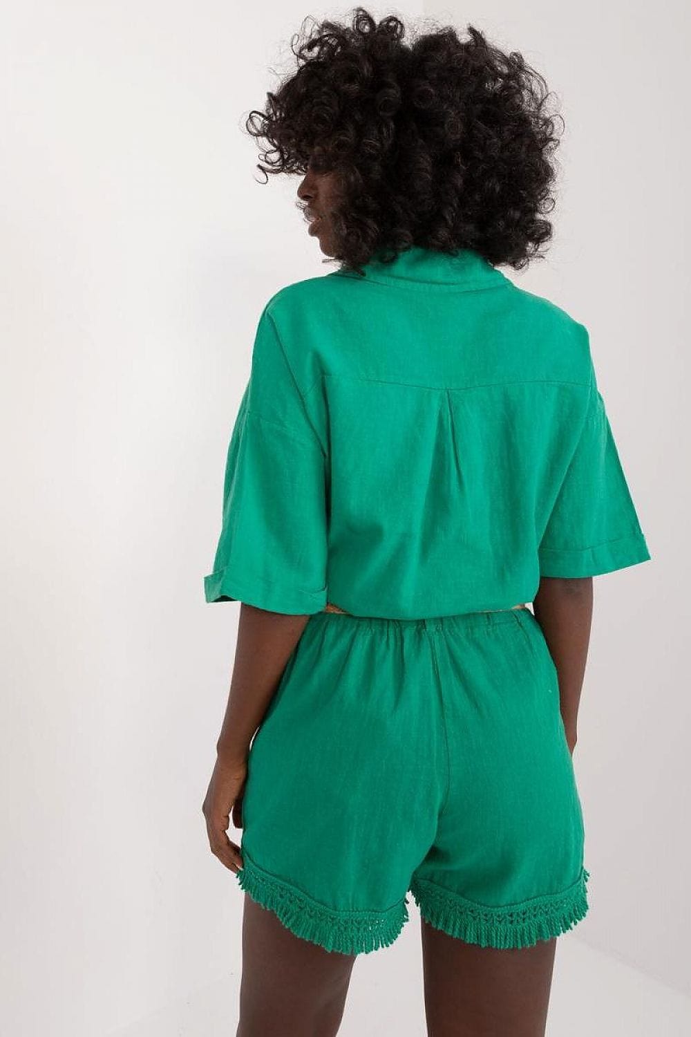 Linen Cotton Shorts Tassels Wide Legs - ShalayeFashion