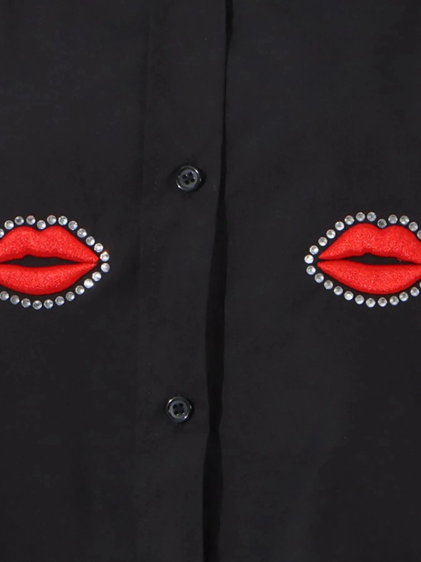 Lips Button Up Long Sleeve Shirt - ShalayeFashion