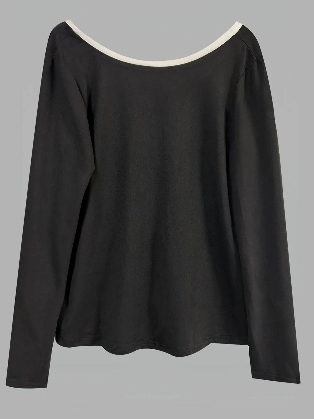 Long Sleeve Bow Tie Back T-Shirt - ShalayeFashion
