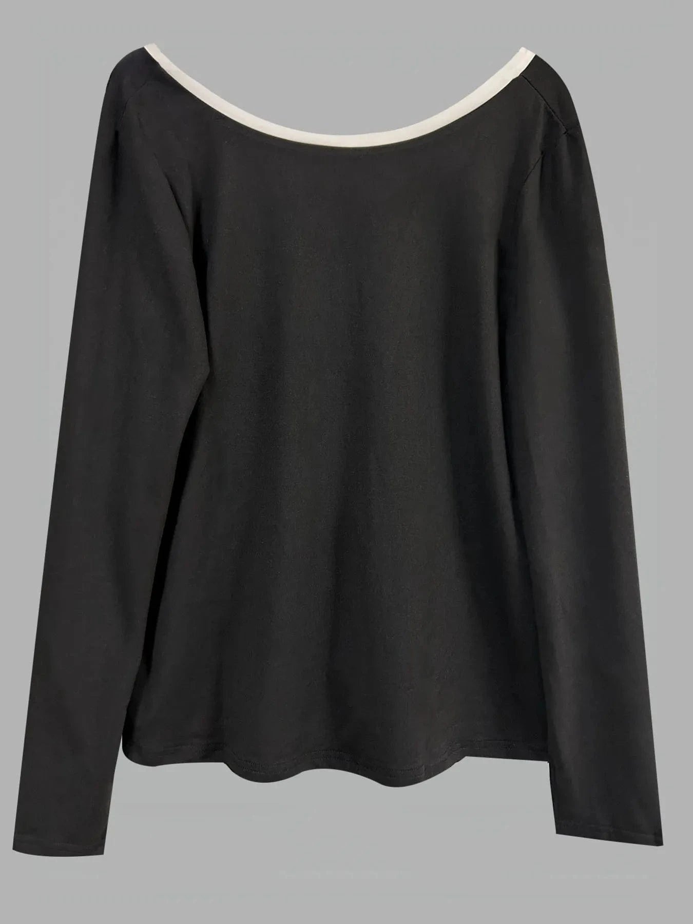 Long Sleeve Bow Tie Back T-Shirt - ShalayeFashion
