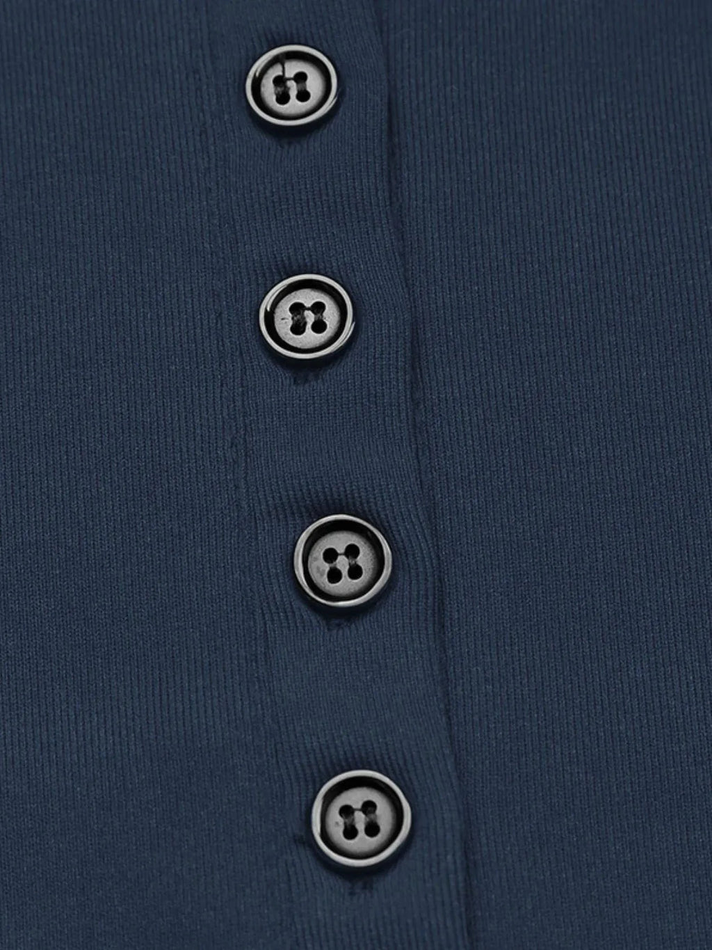 Long Sleeve Button Front Fitted T-Shirt - ShalayeFashion