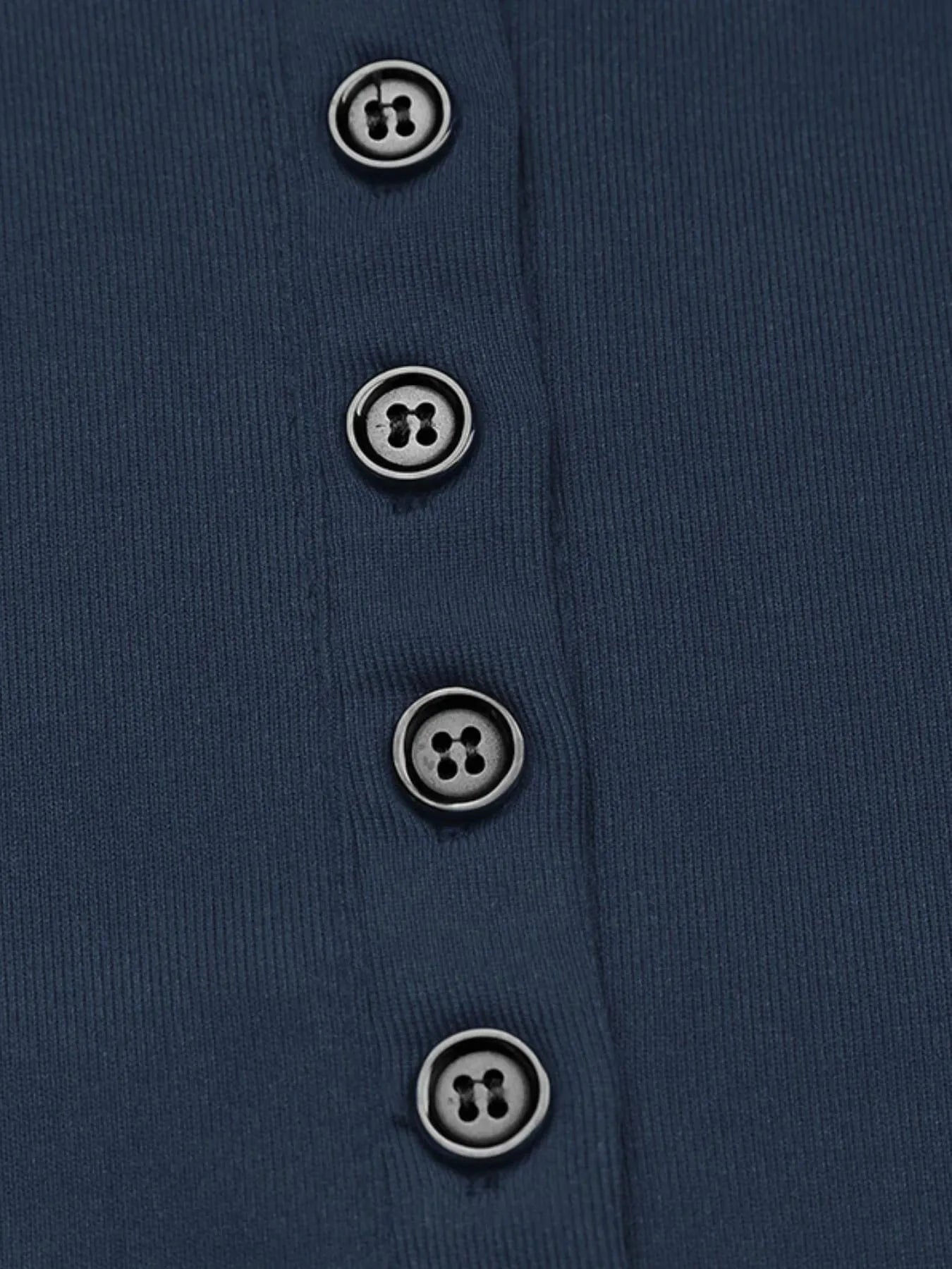 Long Sleeve Button Front Fitted T-Shirt - ShalayeFashion