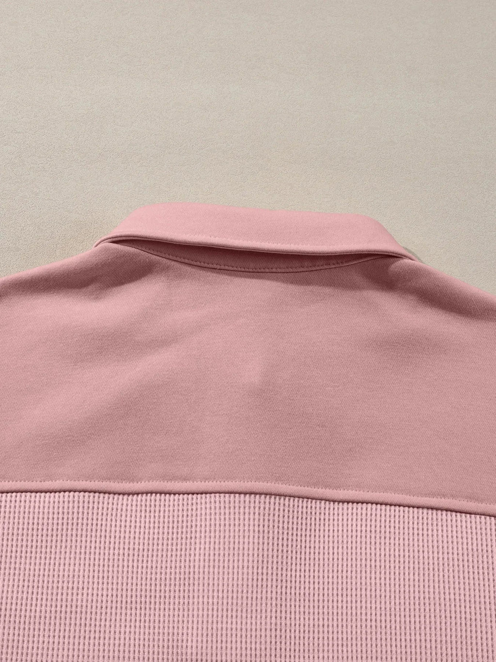 Long Sleeve Thermal Knit Polo Top - ShalayeFashion