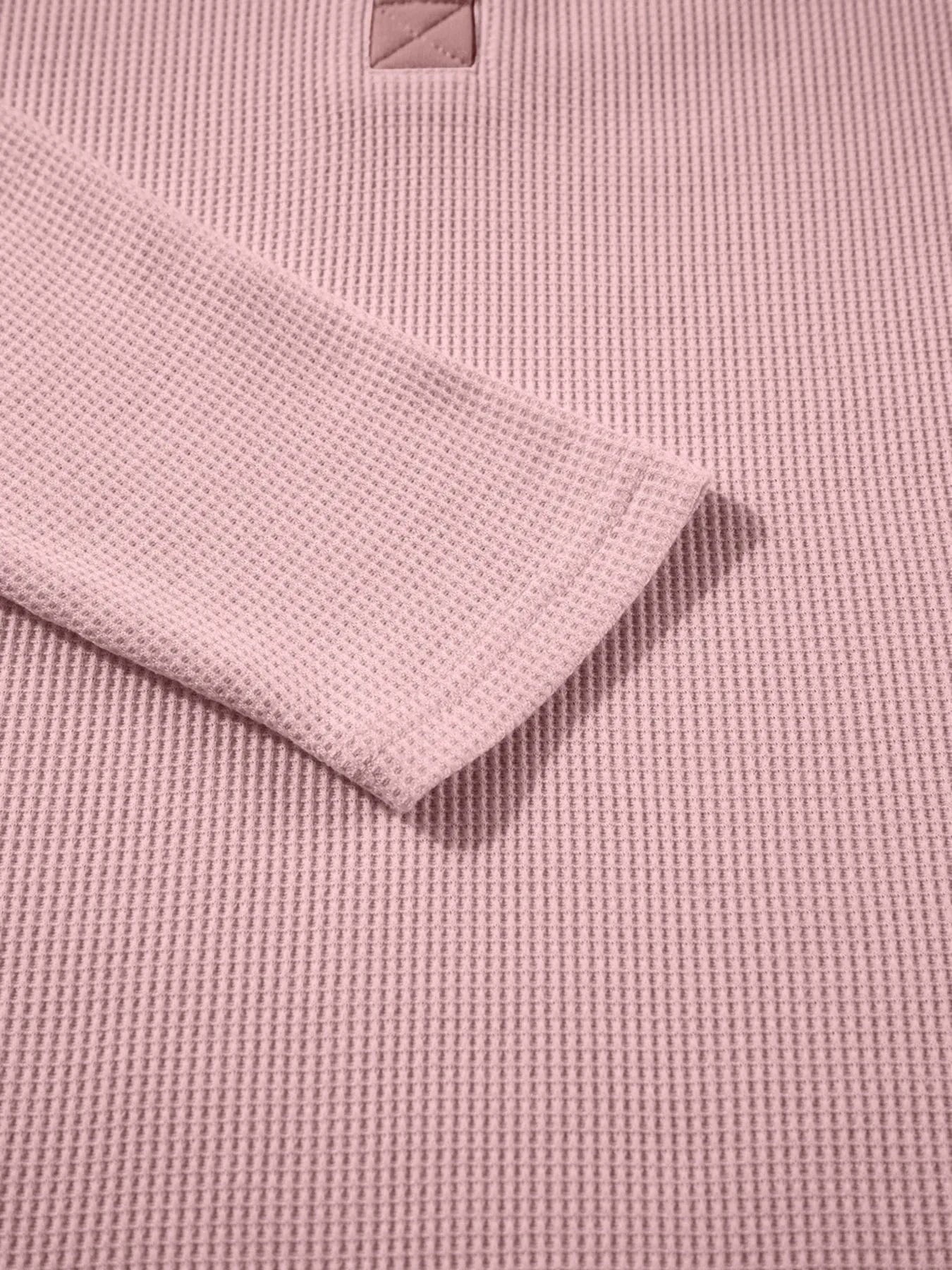 Long Sleeve Thermal Knit Polo Top - ShalayeFashion