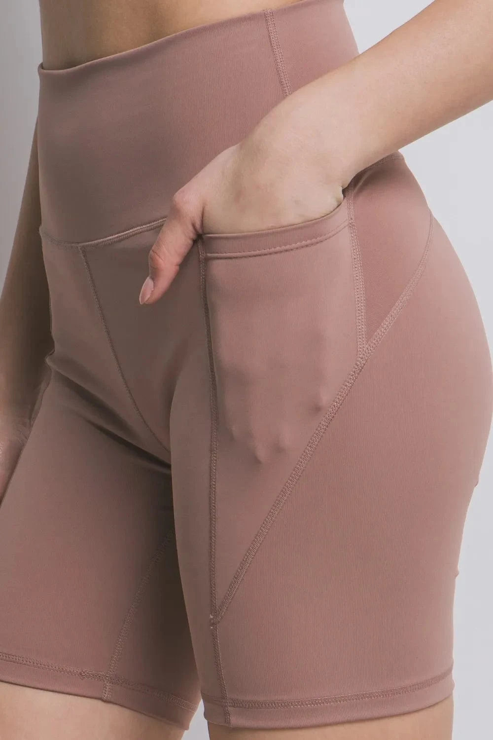 Love Tree High Waist Seam Detail Active Shorts - ShalayeFashion