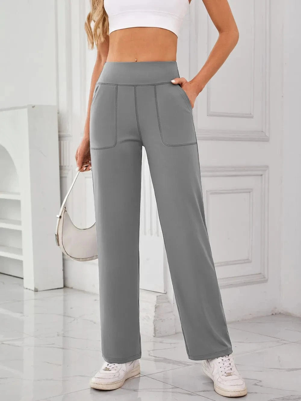Lovelet High Waist Active Pants with Pockets - ShalayeFashion
