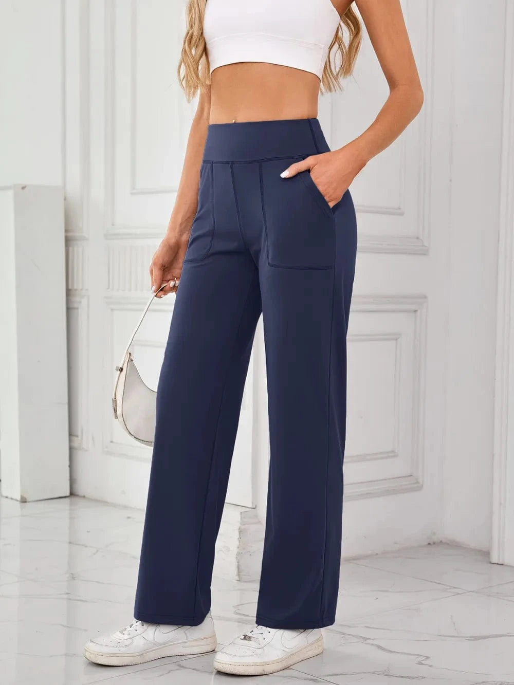 Lovelet High Waist Active Pants with Pockets - ShalayeFashion