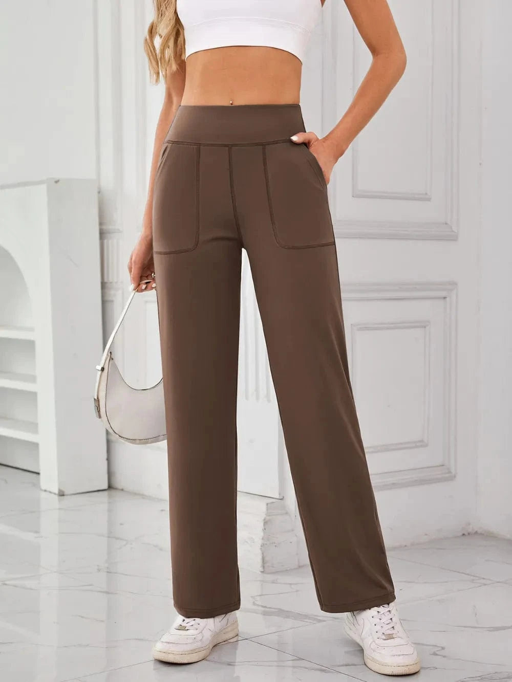 Lovelet High Waist Active Pants with Pockets - ShalayeFashion
