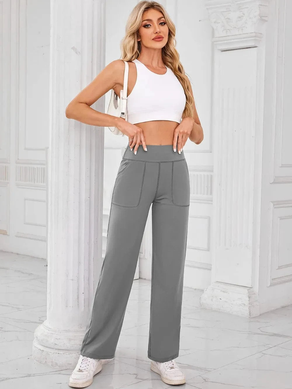 Lovelet High Waist Active Pants with Pockets - ShalayeFashion