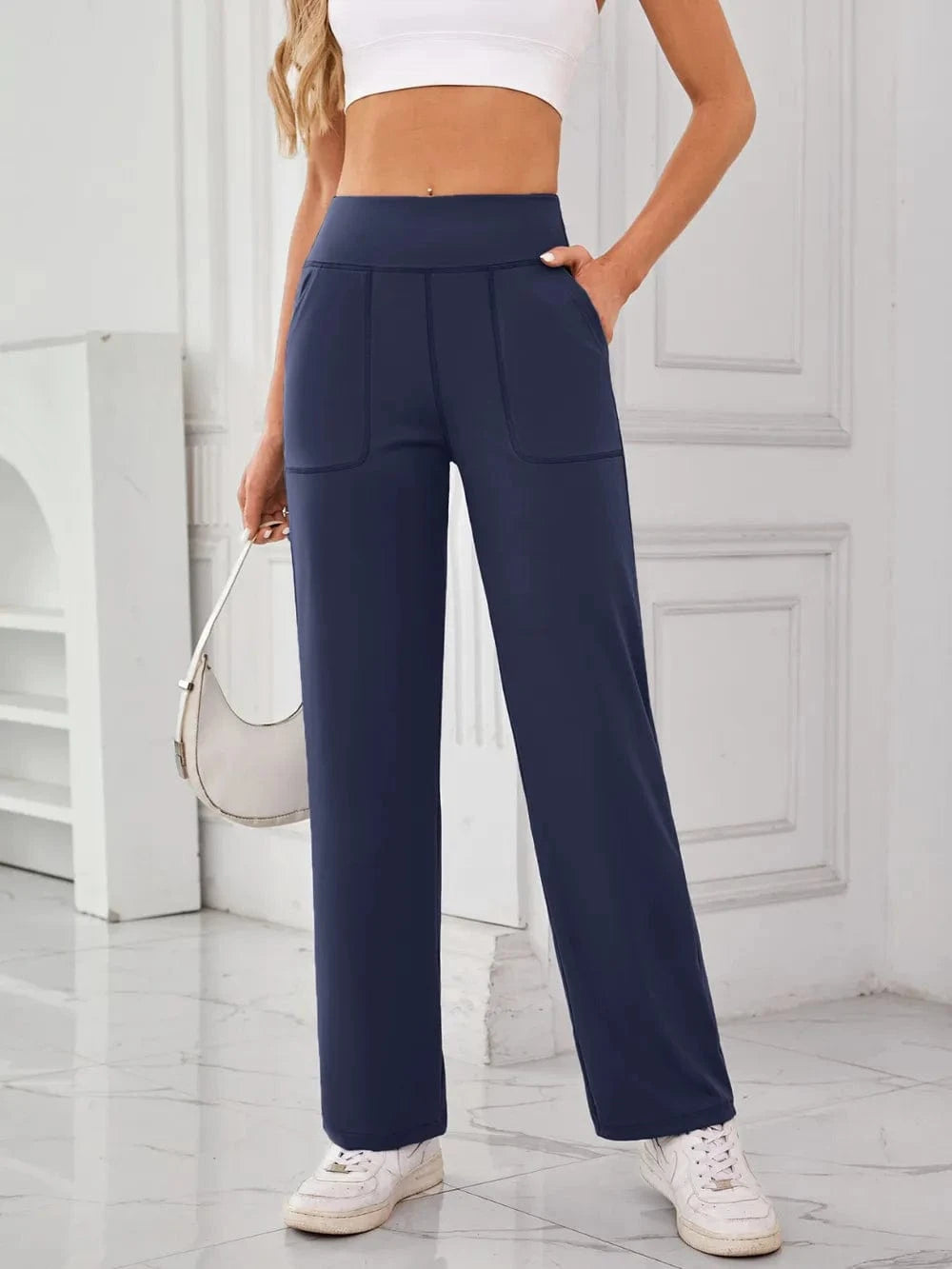 Lovelet High Waist Active Pants with Pockets - ShalayeFashion