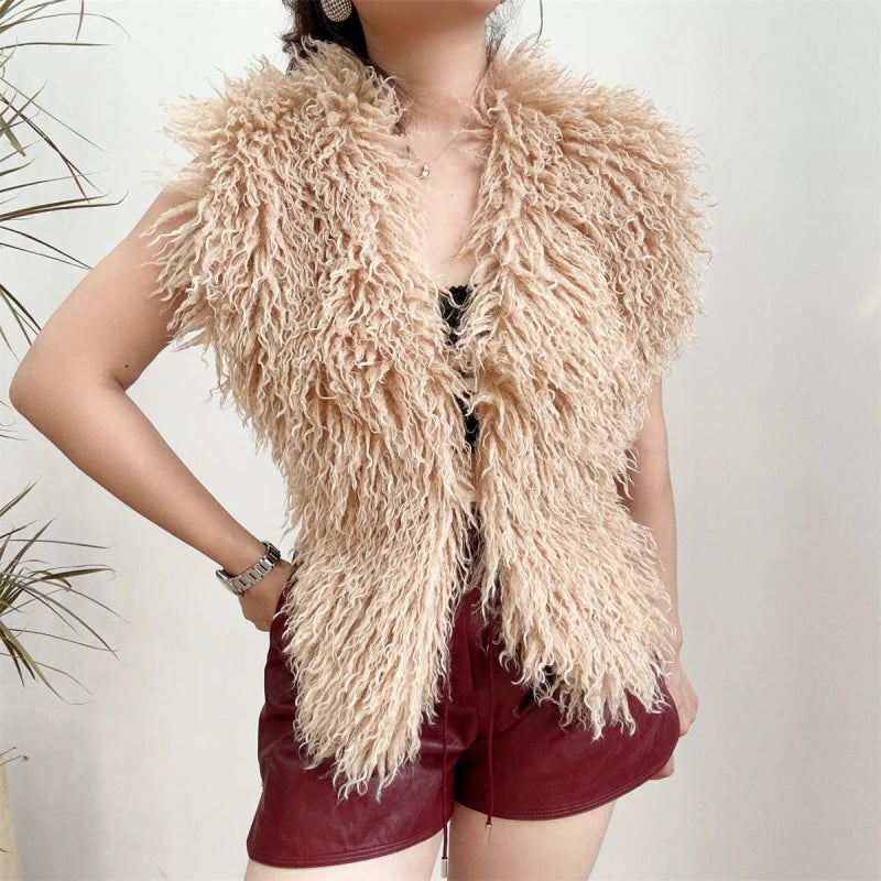 Luxury Faux Fur Halter Vest Women - ShalayeFashion