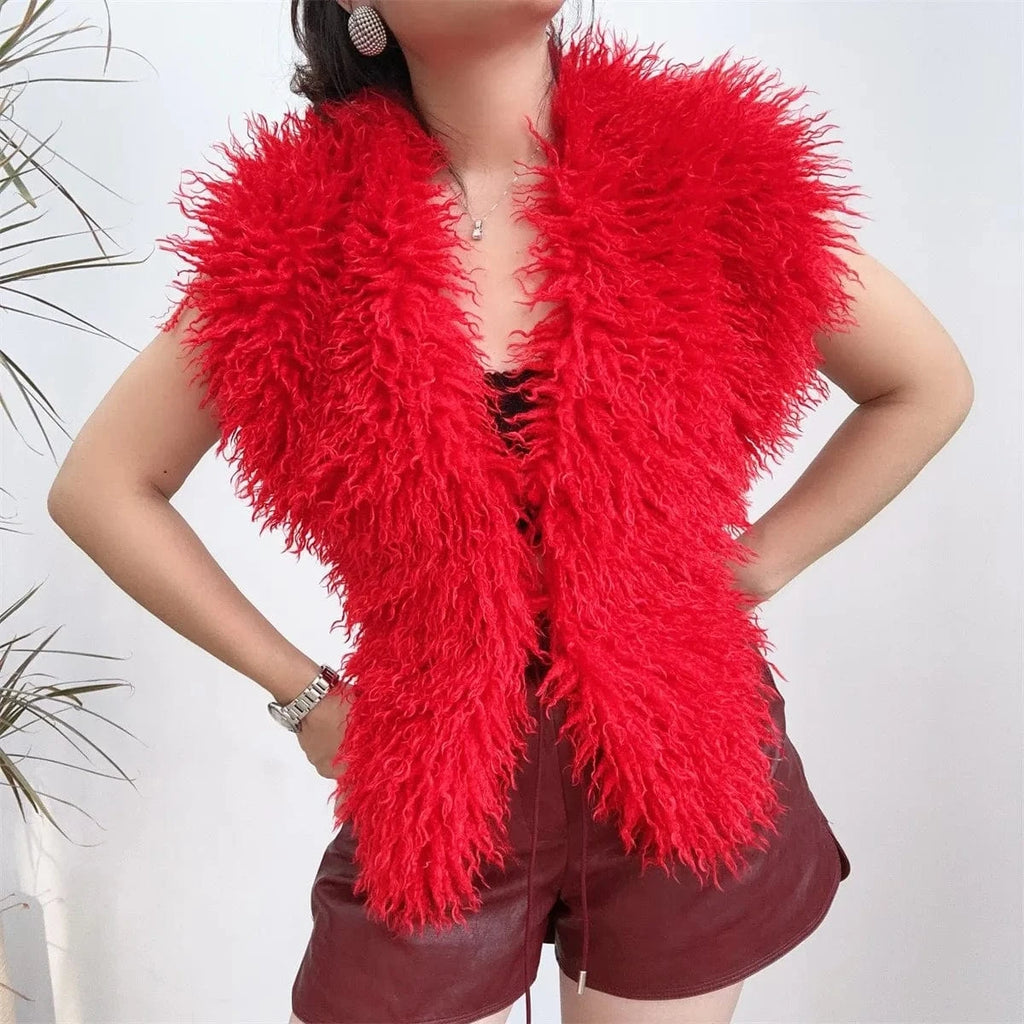 Luxury Faux Fur Halter Vest Women - ShalayeFashion
