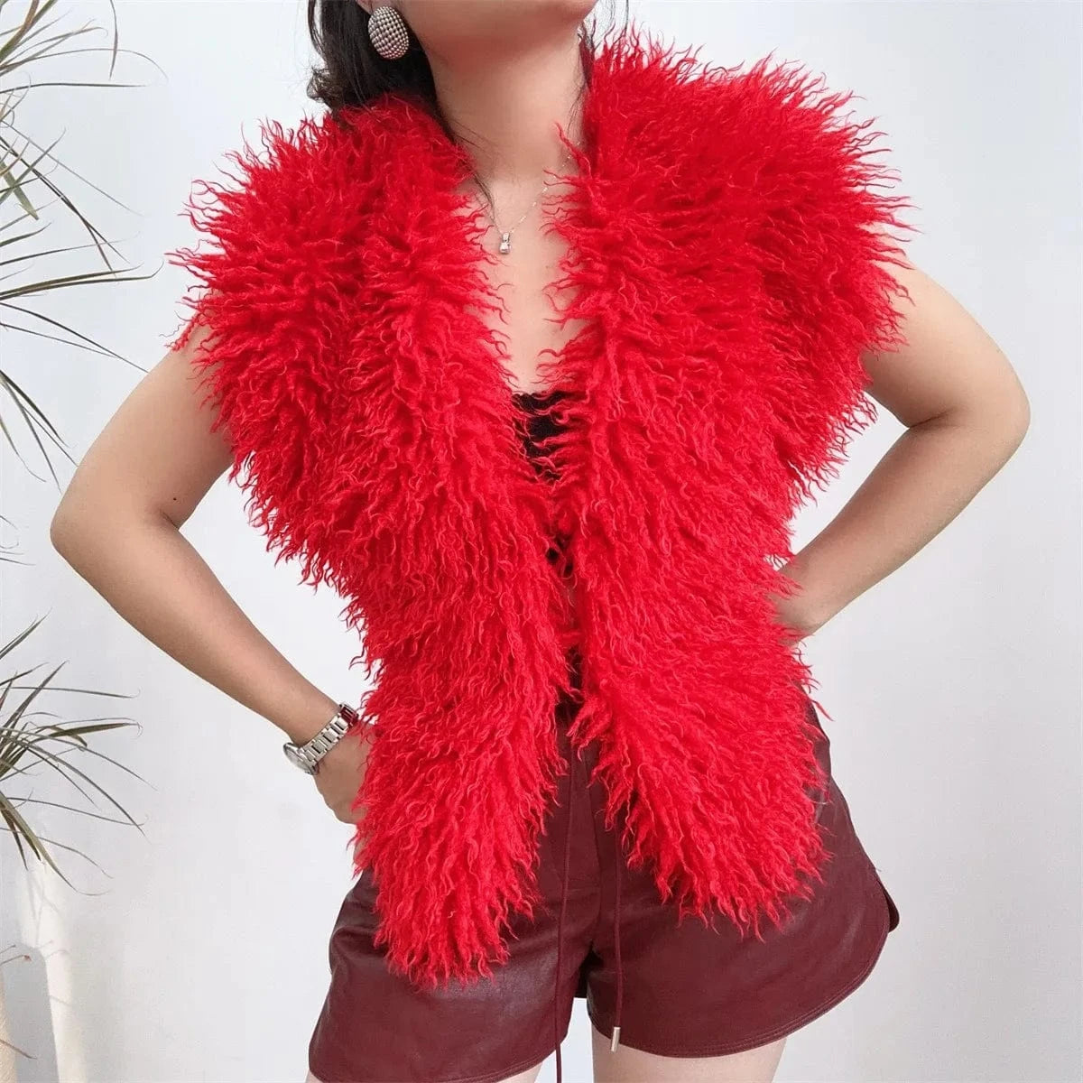 Luxury Faux Fur Halter Vest Women - ShalayeFashion