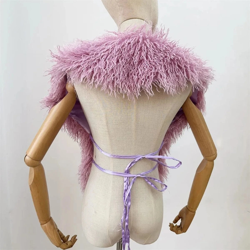 Luxury Faux Fur Halter Vest Women - ShalayeFashion