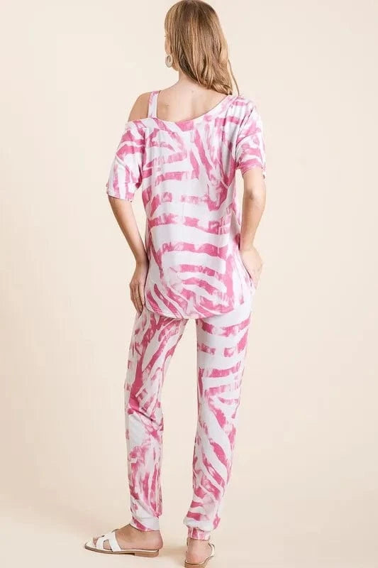 Luxury Zebra Print Terry Top & Pants Set - ShalayeFashion