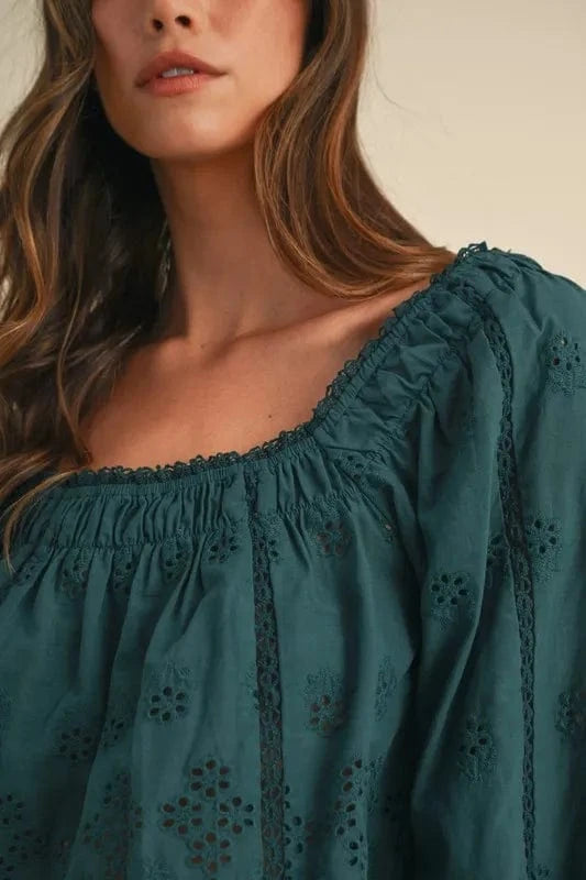 MABLE Embroidered Scalloped Lace Top and Short Set - ShalayeFashion