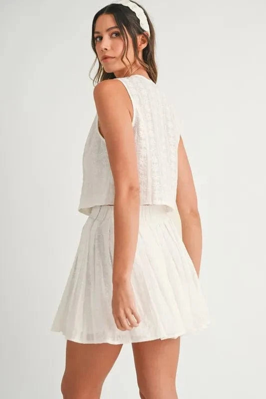 MABLE Eyelet Lace Top and Mini Skirt Set - ShalayeFashion