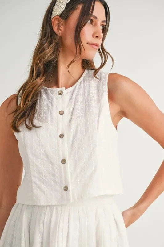 MABLE Eyelet Lace Top and Mini Skirt Set - ShalayeFashion