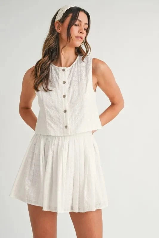 MABLE Eyelet Lace Top and Mini Skirt Set - ShalayeFashion