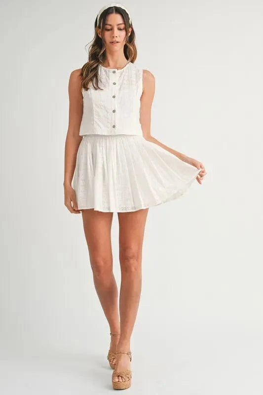 MABLE Eyelet Lace Top and Mini Skirt Set - ShalayeFashion