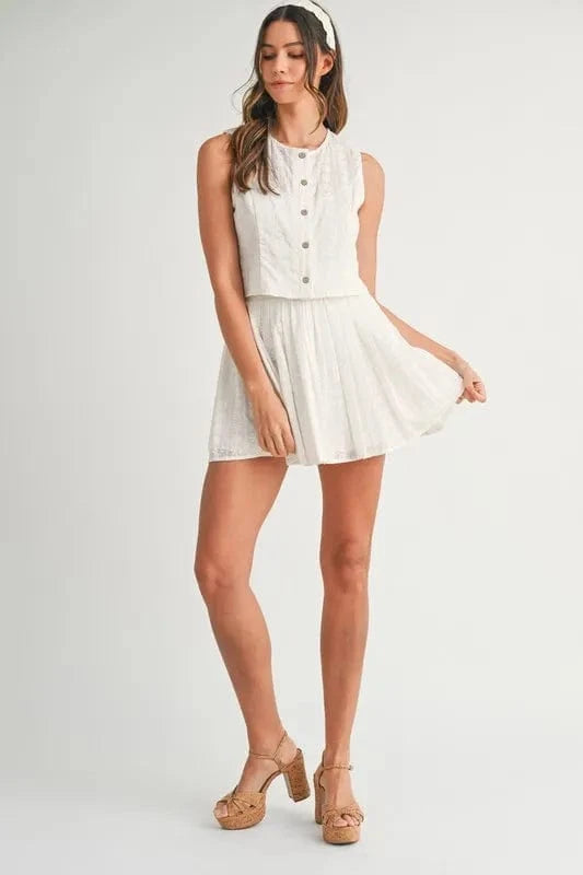 MABLE Eyelet Lace Top and Mini Skirt Set - ShalayeFashion