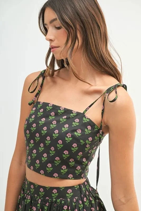 MABLE Floral Crop Top and Skirt Set - ShalayeFashion