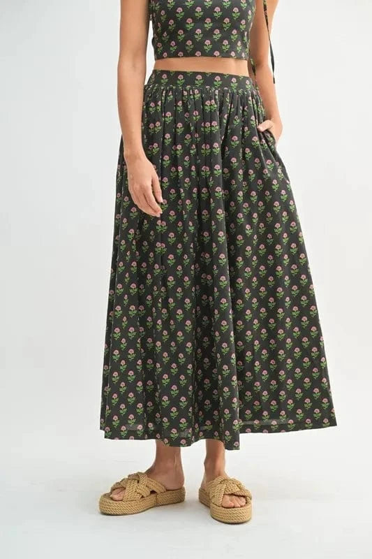 MABLE Floral Crop Top and Skirt Set - ShalayeFashion
