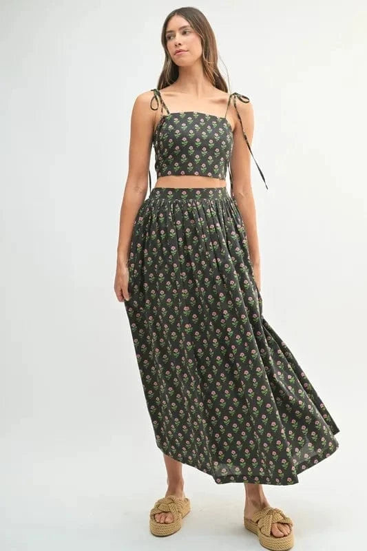 MABLE Floral Crop Top and Skirt Set - ShalayeFashion