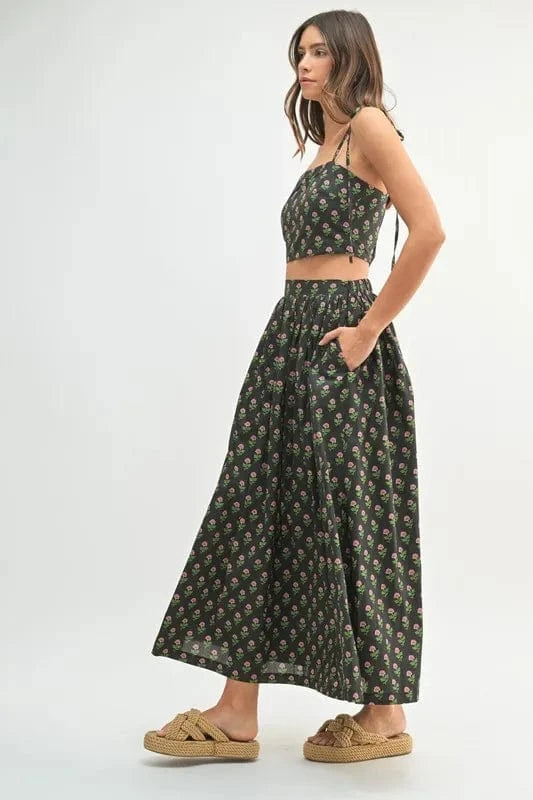 MABLE Floral Crop Top and Skirt Set - ShalayeFashion
