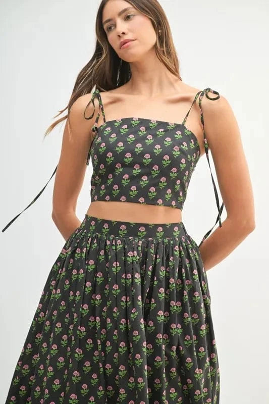 MABLE Floral Crop Top and Skirt Set - ShalayeFashion