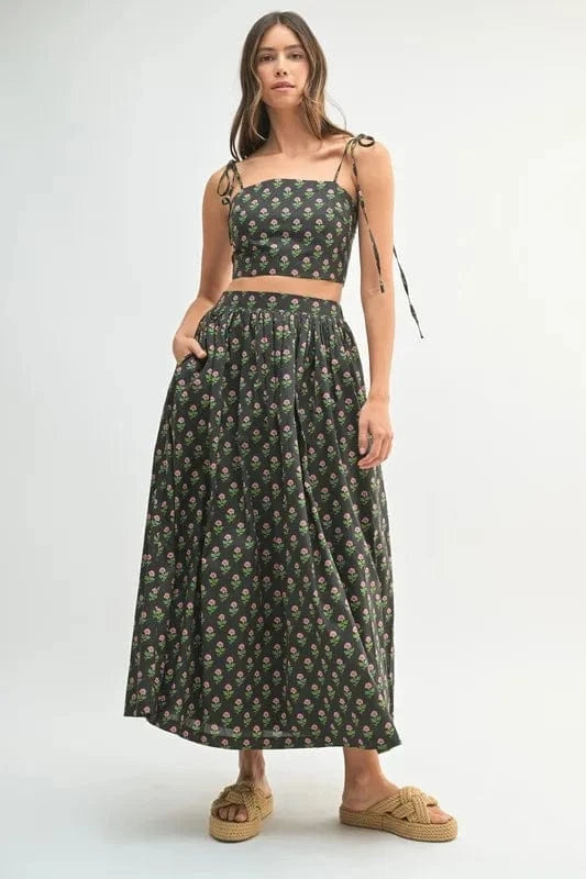 MABLE Floral Crop Top and Skirt Set - ShalayeFashion