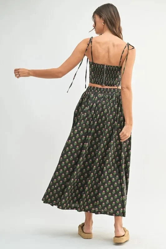 MABLE Floral Crop Top and Skirt Set - ShalayeFashion