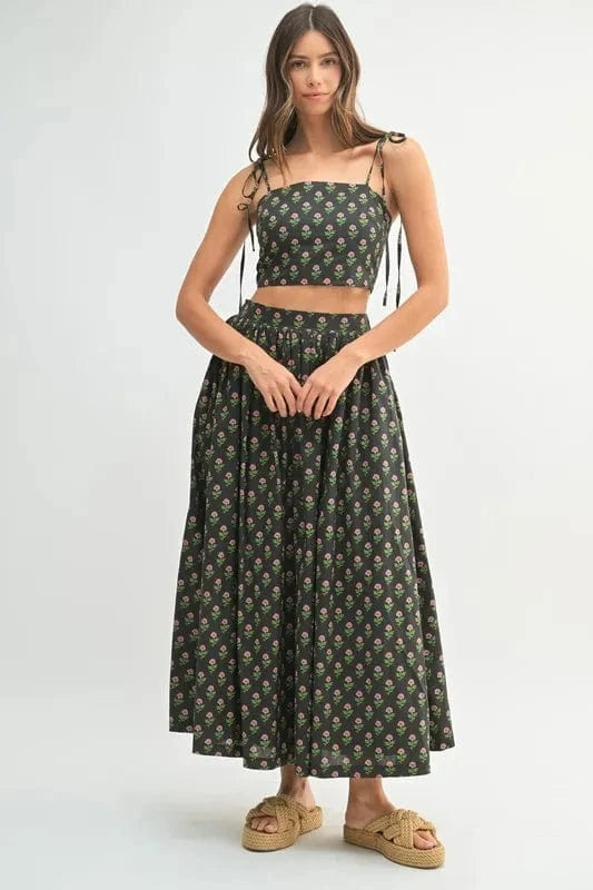 MABLE Floral Crop Top and Skirt Set - ShalayeFashion