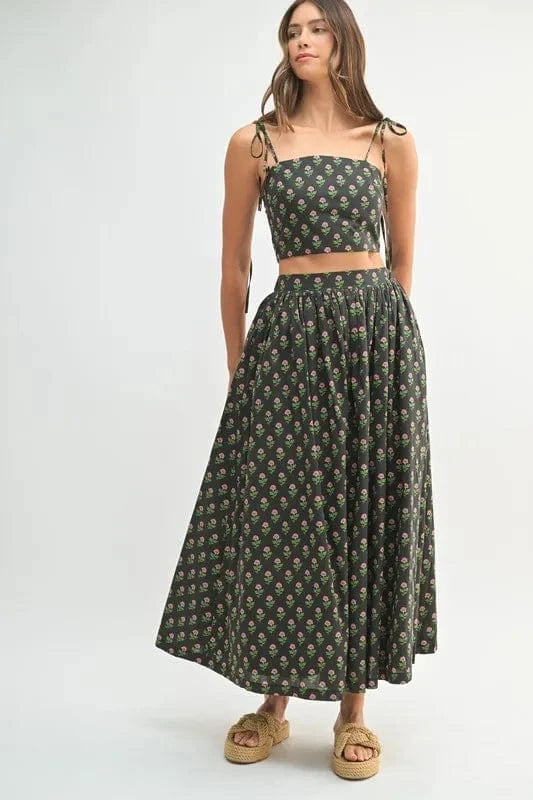 MABLE Floral Crop Top and Skirt Set - ShalayeFashion