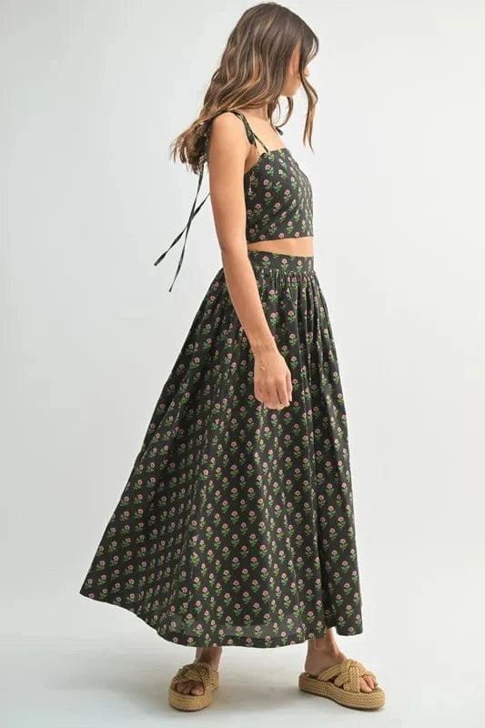MABLE Floral Crop Top and Skirt Set - ShalayeFashion
